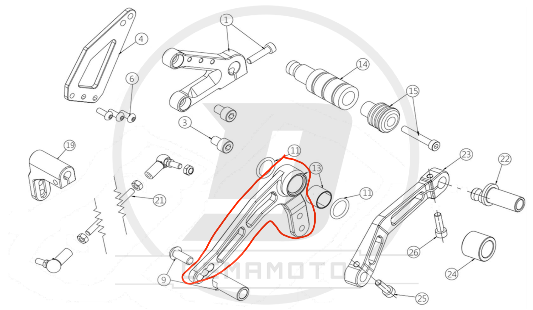 LEVA CAMBIO NERA OHVALE GP-0 GP-2